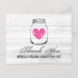 Postal Madera de grano rústico jarrón de masón boda graci