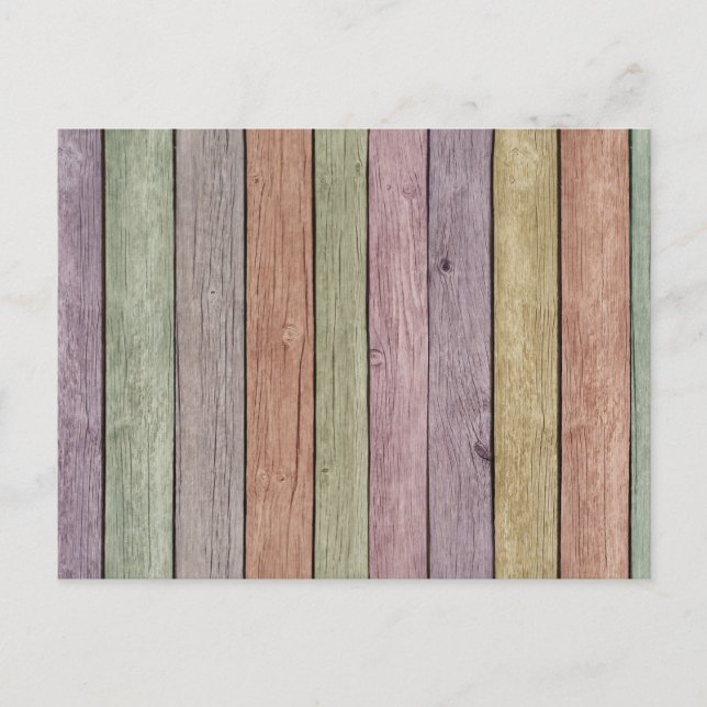 Postal Madera desgastada pintada con colores brillantes (Anverso)