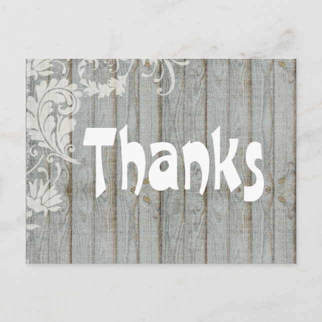 Postal Madera Gris Vintage con problemas Gracias Postcard (Anverso)