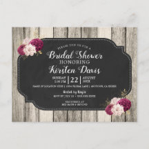 Madera Rusa Borgoña Floral Bridal Ducha