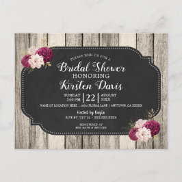 Postal Madera Rusa Borgoña Floral Bridal Ducha