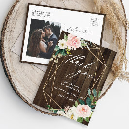 Postal Madera Rústica Geométrica Floral Gracias Foto