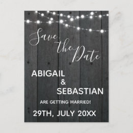 Postal Madera Rústica Oscura, con String Lights.