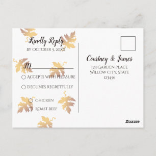 Postal Madera rústica y girasol   Fall Wedding RSVP
