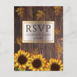 Postal Madera rústica y girasol | Fall Wedding RSVP