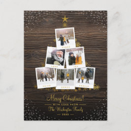 Postal Madera Rústica y Oro | Colaje de Fotos de Árbol de