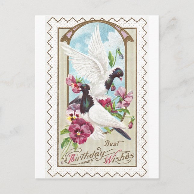 Postal Maderas y panecillos Vintage Cumpleaños (Anverso)