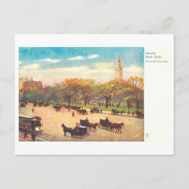Postal Madison Square vintage en Nueva York (Anverso)
