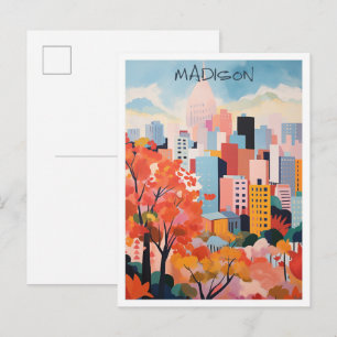 Postal Madison Wisconsin Arte Viaje 