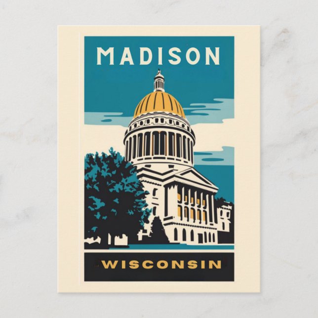 Postal Madison, Wisconsin, el viejo Capitolio (Anverso)