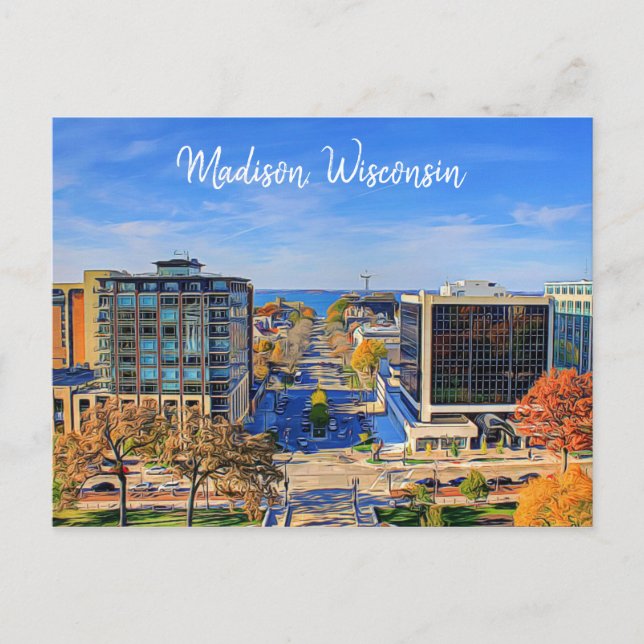 Postal Madison, Wisconsin Postcard Sky View (Anverso)