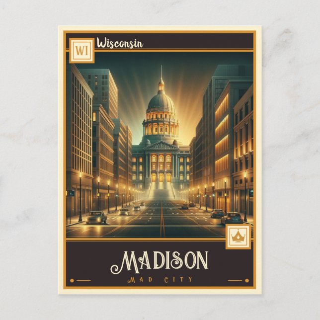Postal Madison, Wisconsin | Vintage (Anverso)