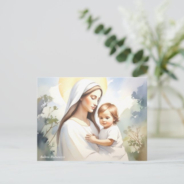 Postal Madonna con el niño Jesús (Anverso de pie)