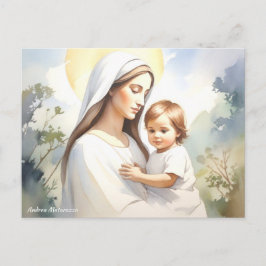 Postal Madonna con el niño Jesús