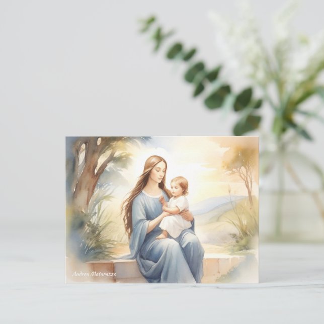 Postal Madonna con el niño Jesús (Anverso de pie)