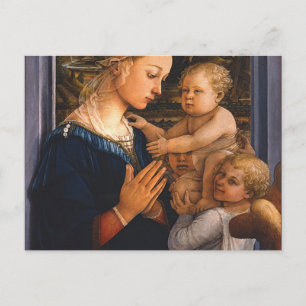 Postal Madonna Con Niño Y Dos Ángeles De Filippo Lippi