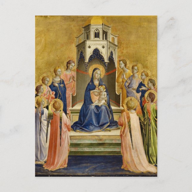 Postal Madonna con niños y doce ángeles, Fra Angelico (Anverso)