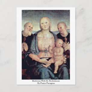 Postal Madonna Con St. Herkulanus Por Pietro Perugino