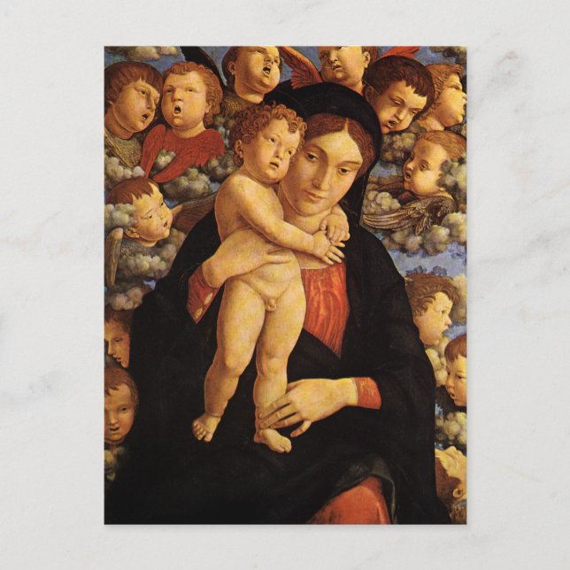 Postal Madonna de Cherubim por Andrea Mantegna (Anverso)
