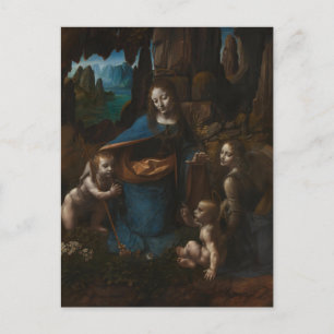 Postal Madonna de las Rocas, Virgen María, Jesús, Juan