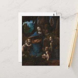 Postal Madonna de las Rocas, Virgen María, Jesús, Juan