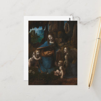 Postal Madonna de las Rocas, Virgen María, Jesús, Juan