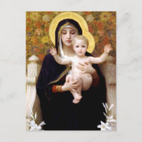Madonna de los Lilies, William Bouguereau Postcard
