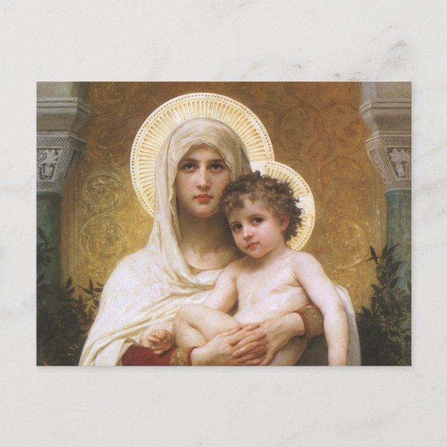 Postal Madonna de los Rosas de Bouguereau (Anverso)