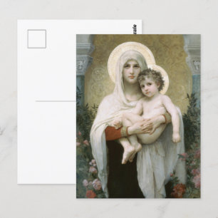 Postal Madonna de los Rosas por William-Adolphe Bouguerea
