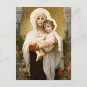 Postal Madonna de los Rosas y el Niño Niño Jesús
