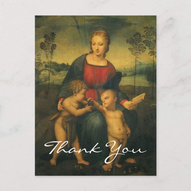 Postal Madonna de Rafael del Goldfinch (Anverso)