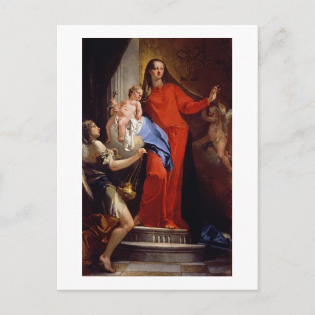 Postal Madonna del Rosario (aceite sobre lienzo) (Anverso)