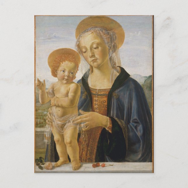 Postal Madonna e hijo de Andrea del Verrocchio (Anverso)