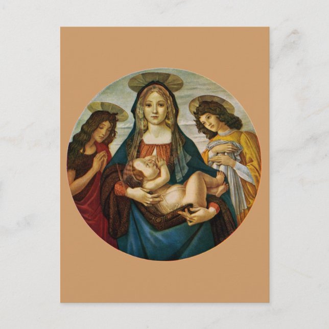 Postal Madonna e hijo de Botticelli (Anverso)