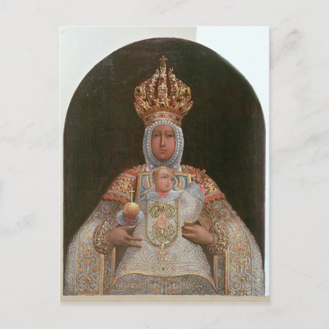 Postal Madonna e Niño, Escuela del Cusco (Anverso)