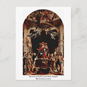 Postal Madonna Enfrentada De Ángeles Por Lorenzo Lotto