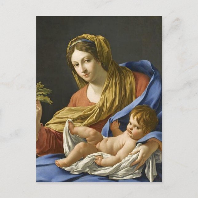 Postal Madonna francesa y niño del siglo XVII (Anverso)