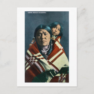 Postal Madonna india de cuervos y niño