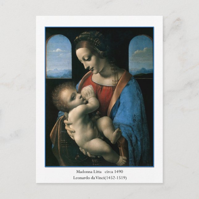 Postal Madonna Litta por Leonardo Da Vinci (Anverso)