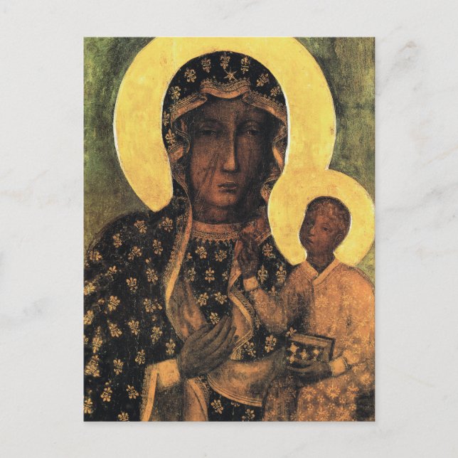 Postal Madonna negra Polonia Nuestra Señora de Czestochow (Anverso)