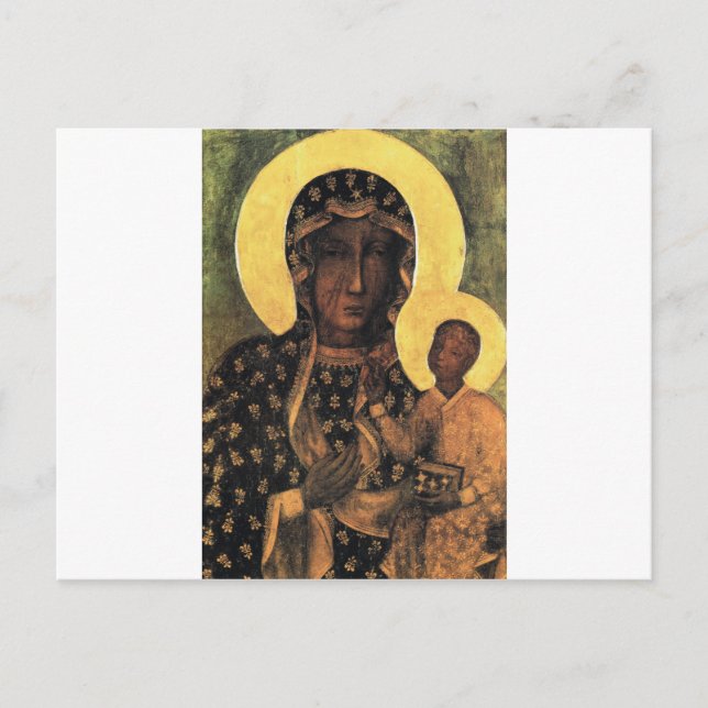 Postal Madonna negra Polonia Nuestra Señora de Czestochow (Anverso)