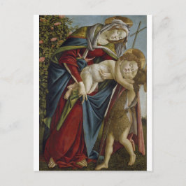 Postal Madonna, niño, San Juan el Bautista, por Botticell