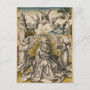 Postal Madonna y ángeles en un paisaje   c.1500