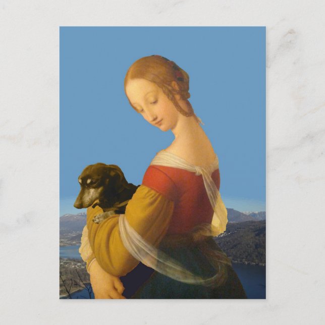 Postal Madonna y arte Tate Gran Bretaña del Dachshund (Anverso)
