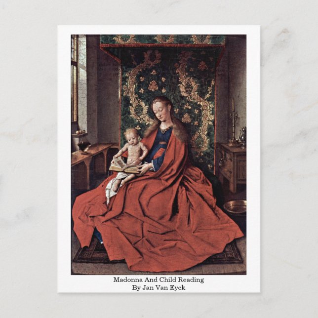 Postal Madonna Y La Lectura Infantil Por Jan Van Eyck (Anverso)