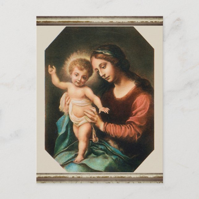 Postal Madonna Y Niño (Anverso)