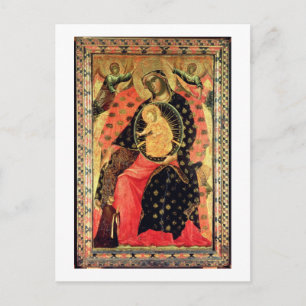 Postal Madonna y niño atrapados con dos personas devotas