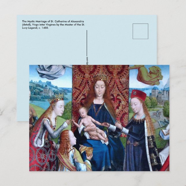 Postal Madonna y niño con 3 santos (detalle; M 070) (Anverso / Reverso)