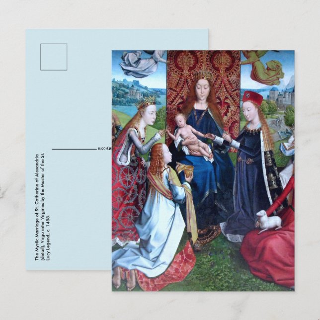 Postal Madonna y niño con 3 santos (detalle; M 070) (Anverso / Reverso)