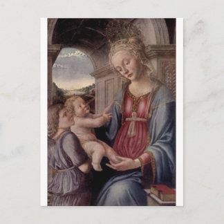 Postal Madonna y niño con ángel por Fra Lippo Lippi